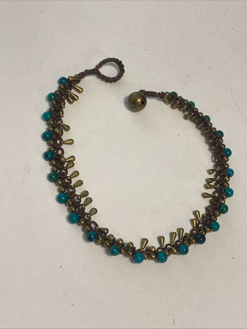 81stgeneration Anklet Brass Turquoise Bead 9” Inch